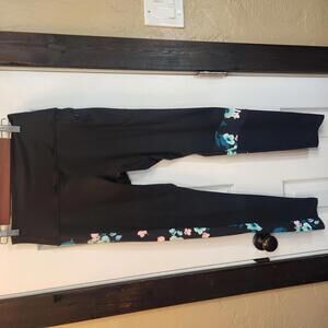 PINK VS Black Women's Leggings with Floral Side Panels and Pocket- large